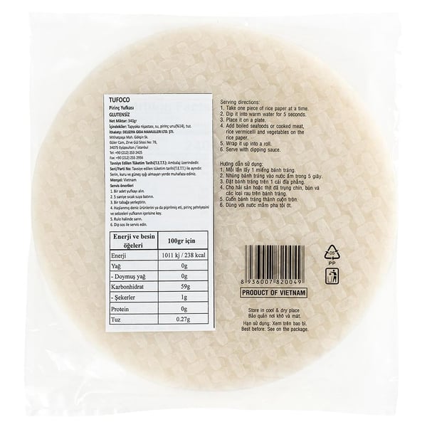 Tufoco Pirinç Yufkası – Glutensiz, Hafif ve Çok Yönlü Kullanım