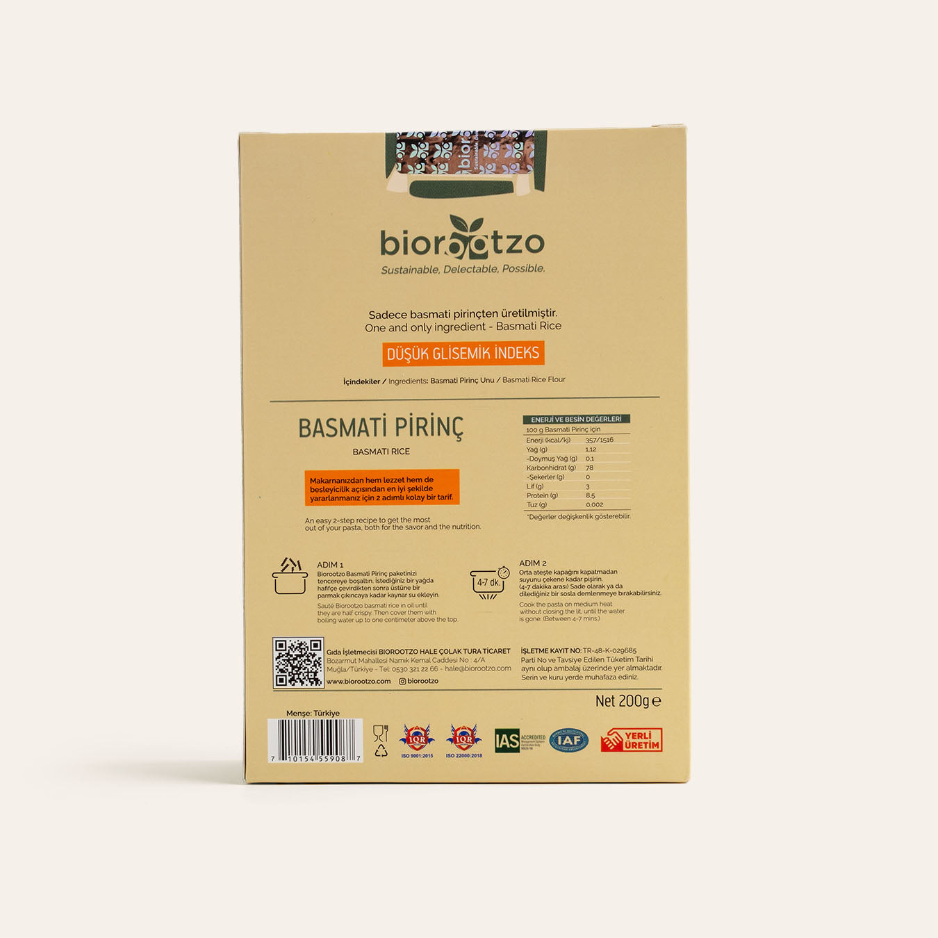 Biorootzo Basmati Pirinç Caserecce Makarna