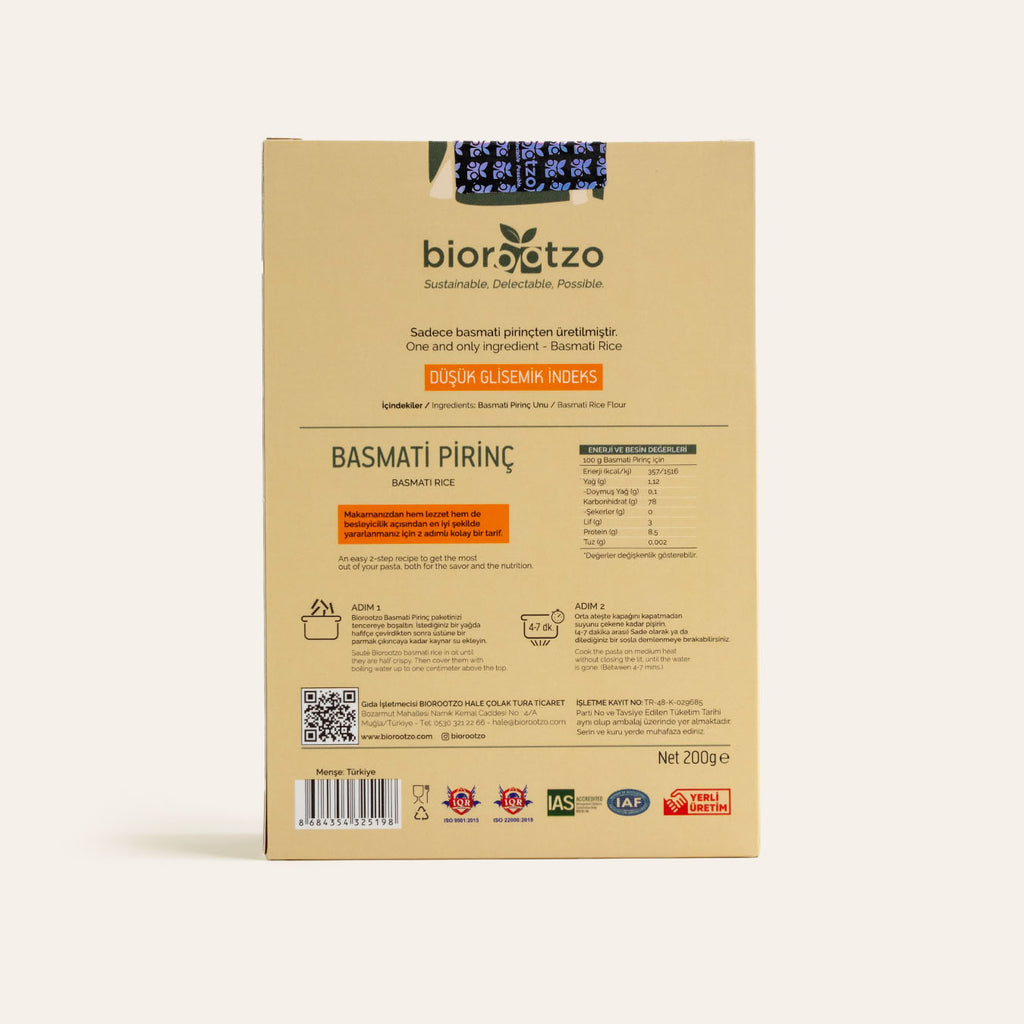 Biorootzo Basmati Pirinç Elbow Makarna