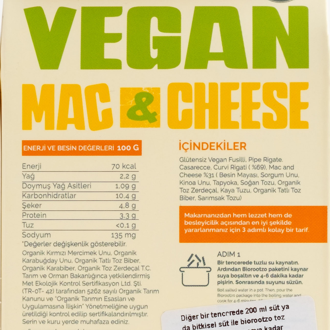 Biorootzo Deluxe Vegan Mac & Cheese – Glutensiz Bitkisel Makarna