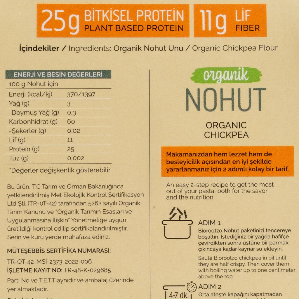 Biorootzo Organik Nohut Şehriye