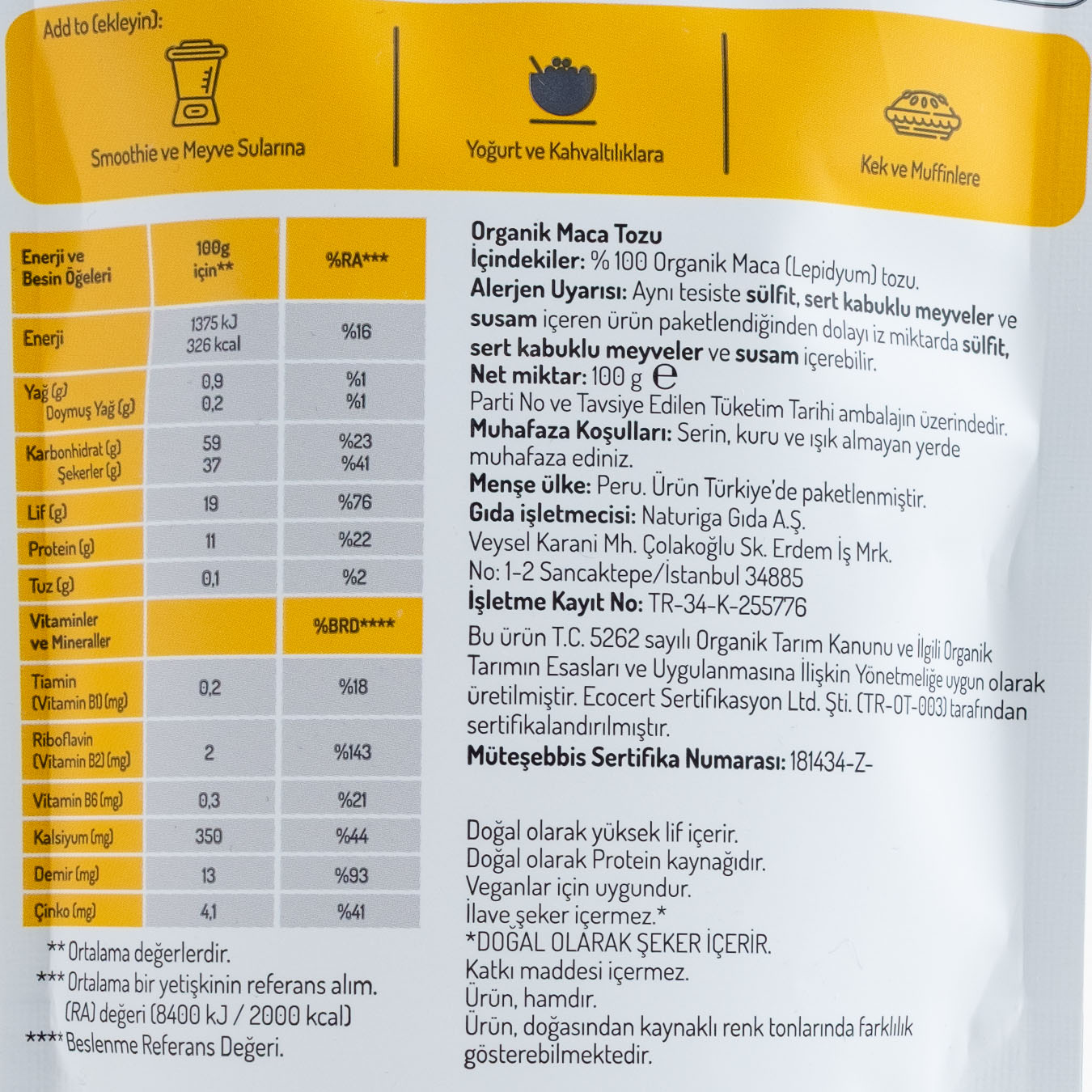 Og Natural Organik Maça Tozu