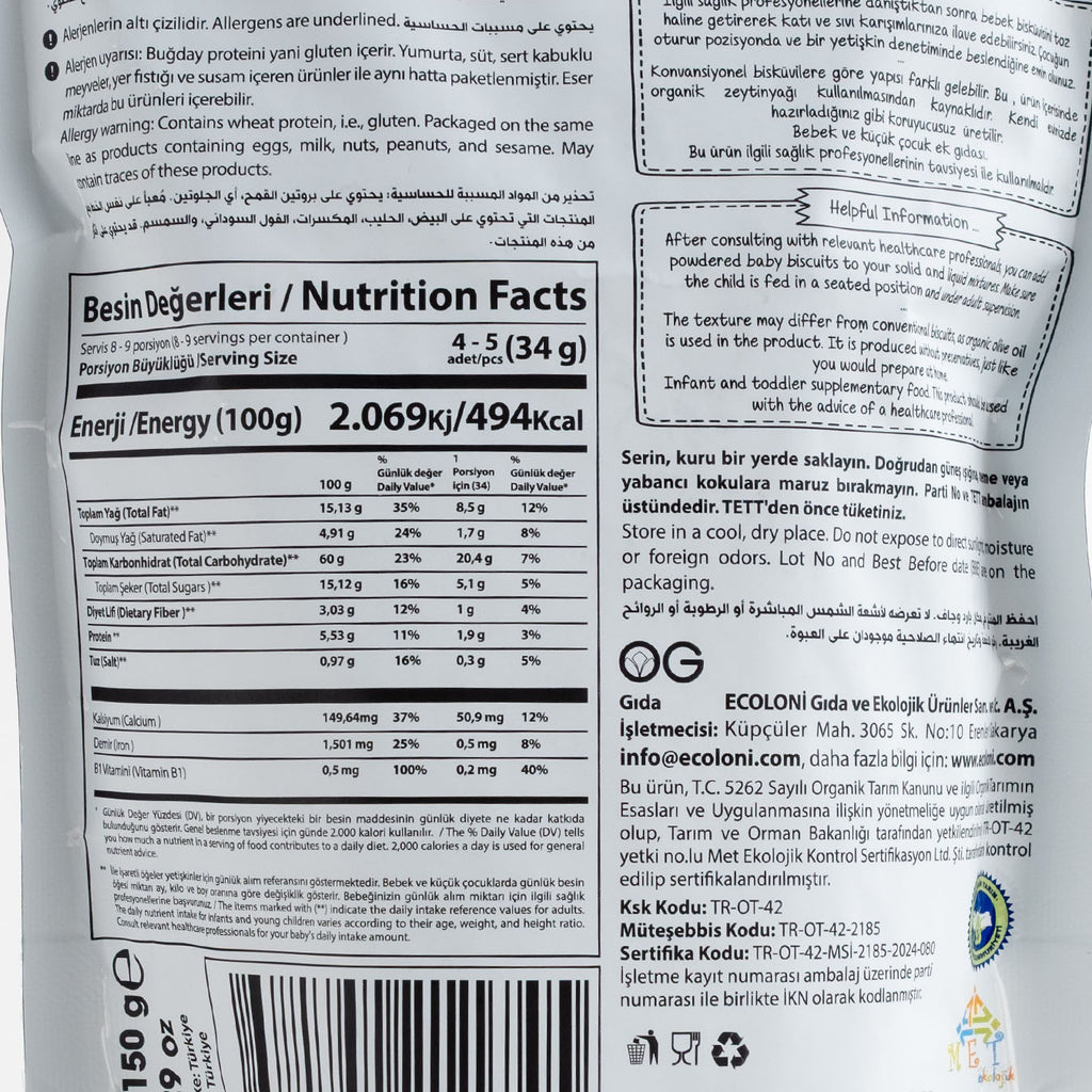 Og Natural Keçiboynuzlu Bebek Bisküvisi