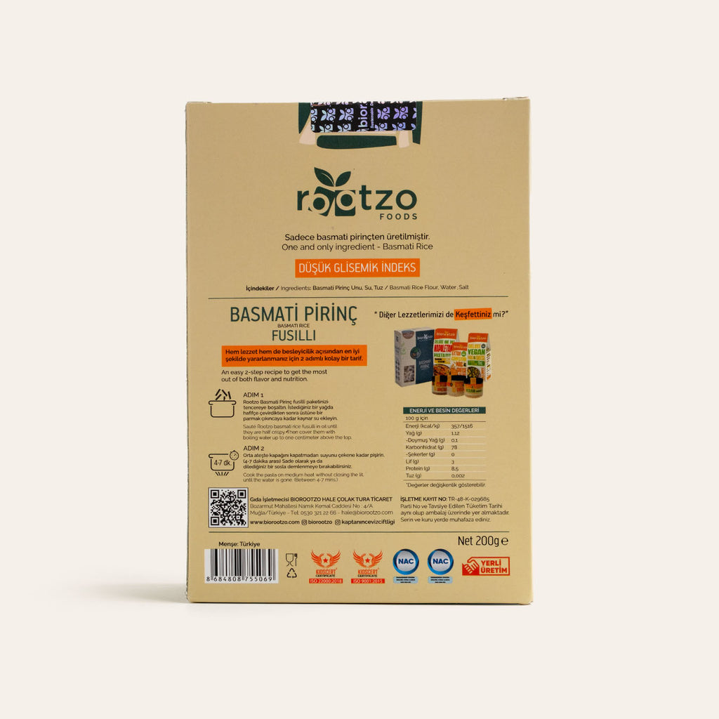 Rootzo Basmati Pirinç Fusilli Makarna