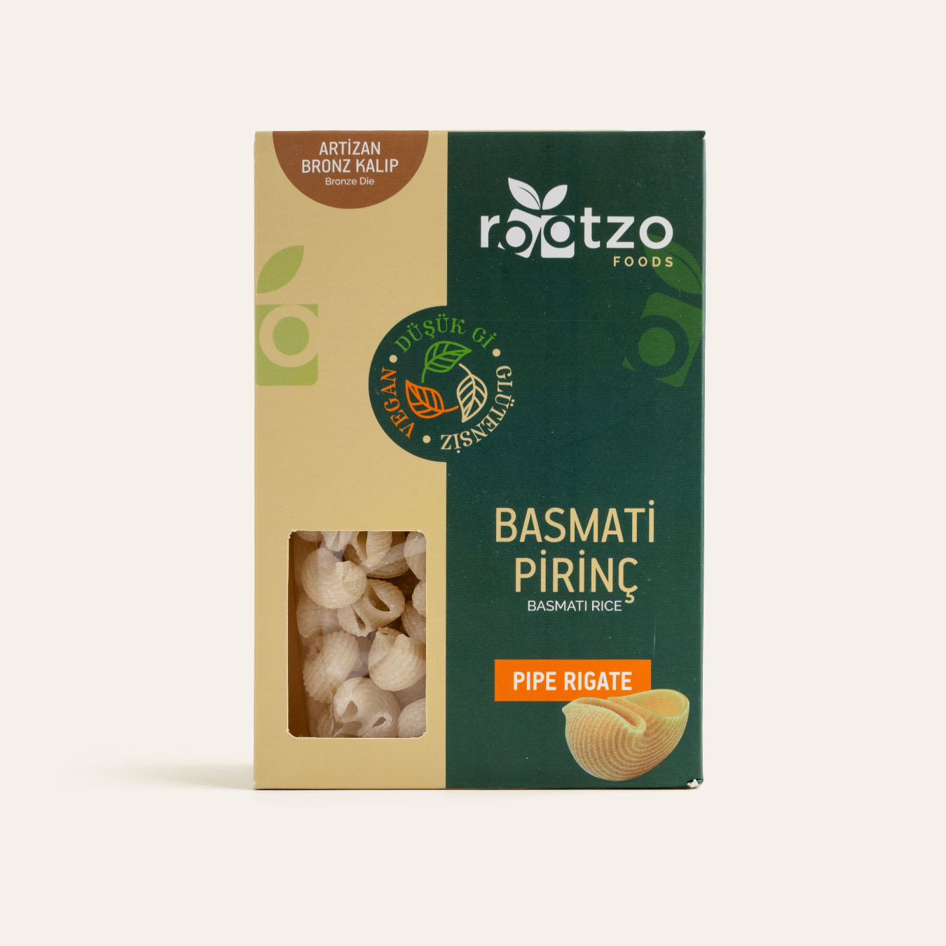 Rootzo Basmati Pirinç Pipe Rigate Makarna