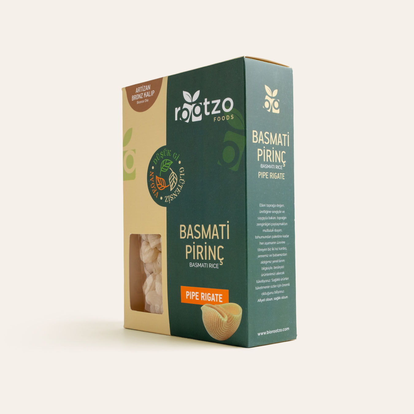 Rootzo Basmati Pirinç Pipe Rigate Makarna